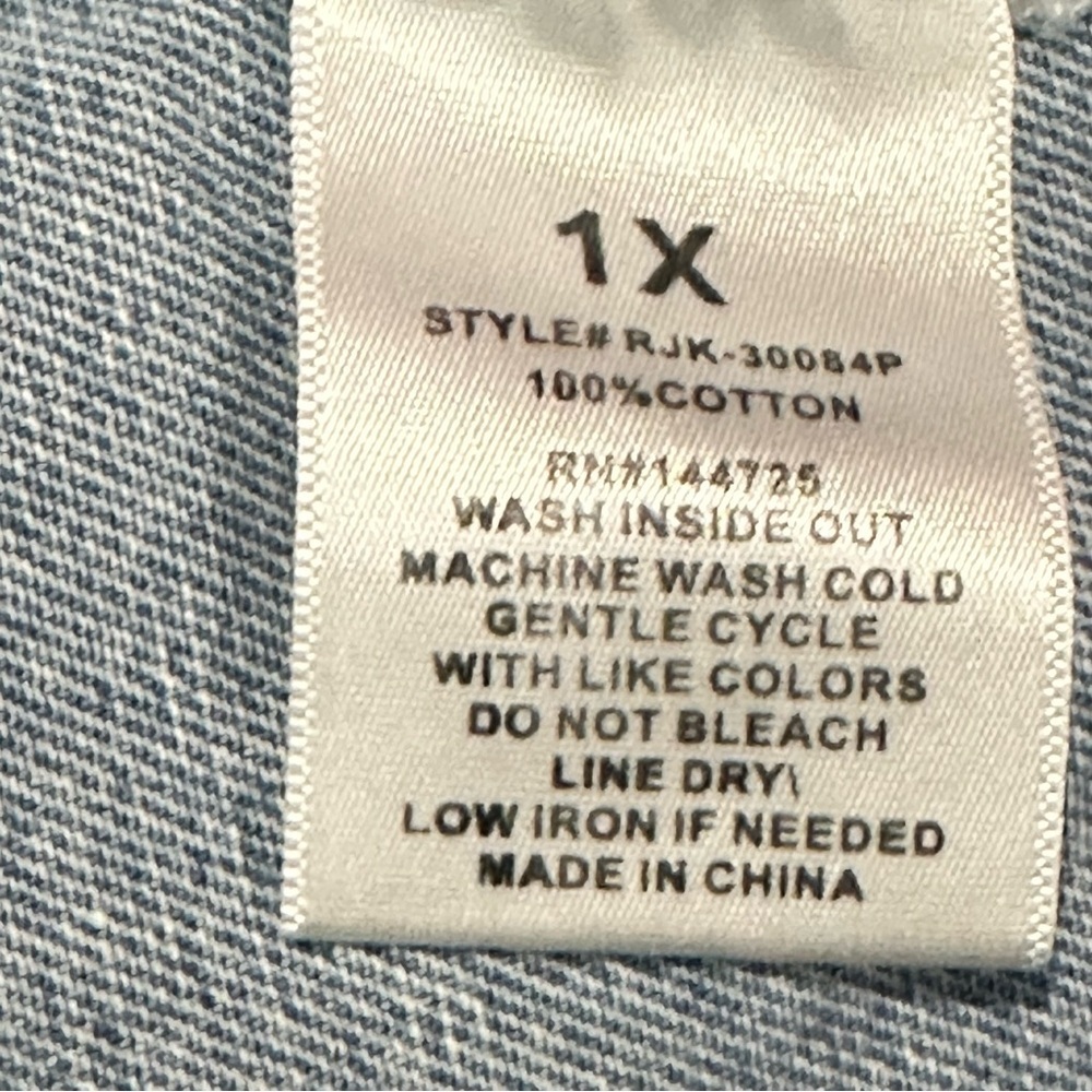 American Bazi Cropped Denim Jacket, 100% Cotton, Size 1X - Picture 9 of 11